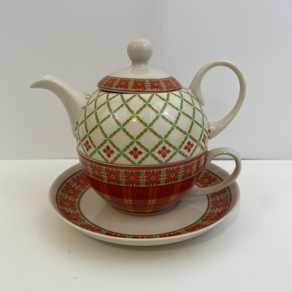 2005 Harry & David Medford Oregon Tea For One Teapot w/ Saucer 6''